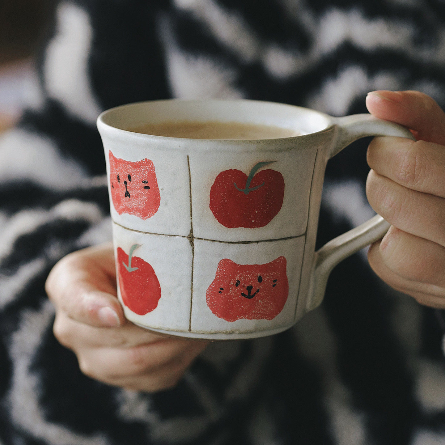 拾器集马克杯子咖啡拿铁拉花牛奶早餐杯可爱卡通手绘新年喜庆礼物