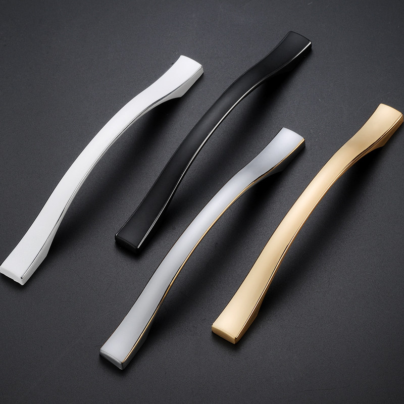 现代简约柜子门拉手橱柜鞋柜实心拉手钛金亮黑书柜门把手抽屉把手