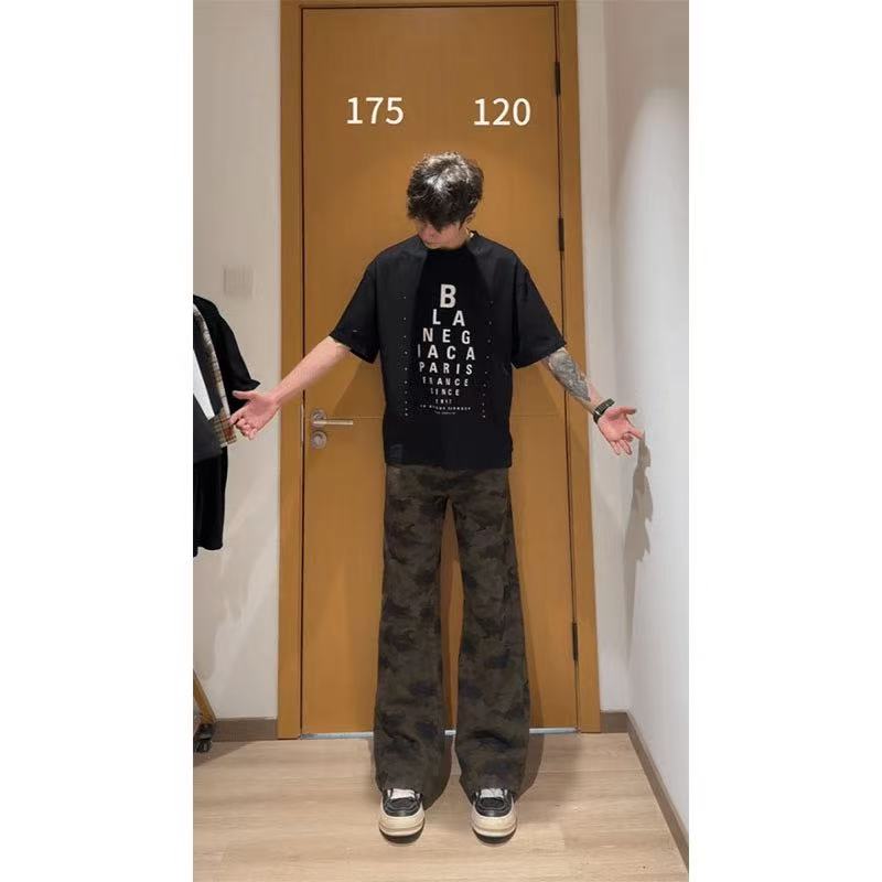 美式潮牌迷彩牛仔裤男款夏季vibe