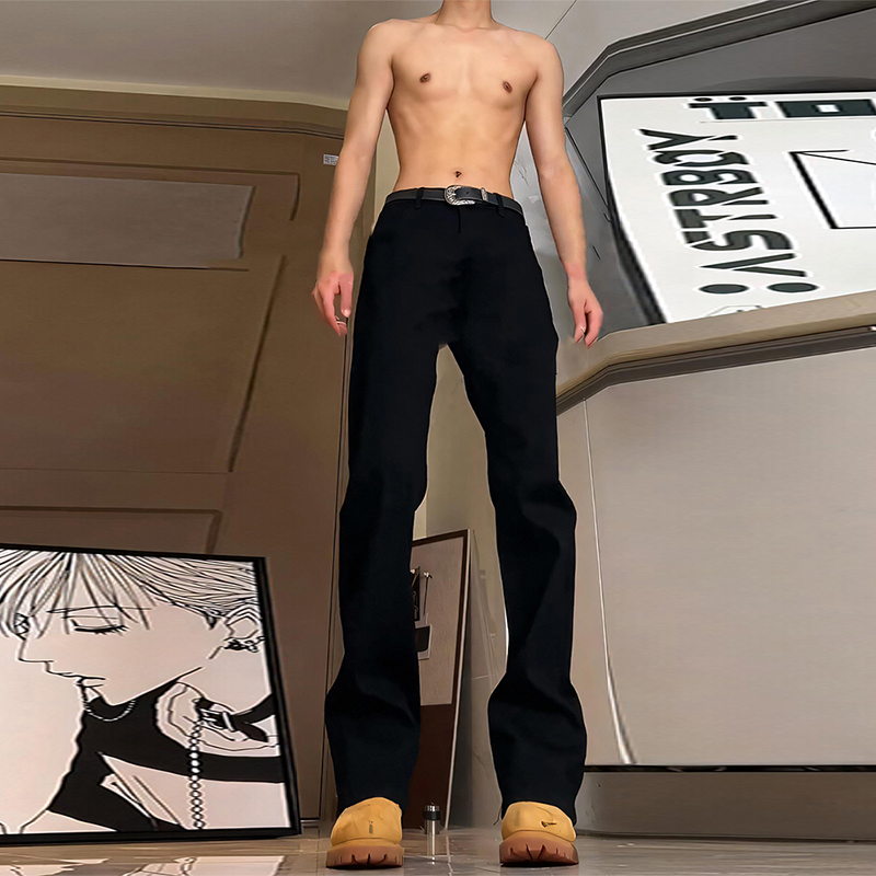 黑色高个子加长显瘦牛仔裤男