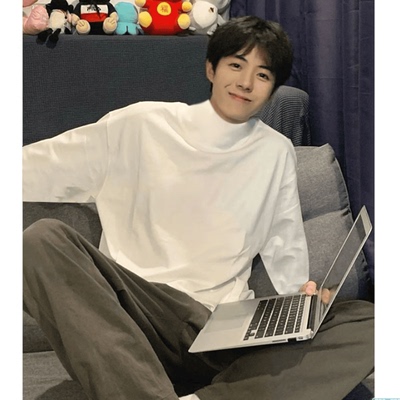 白色德绒美式内搭纯棉长袖t恤