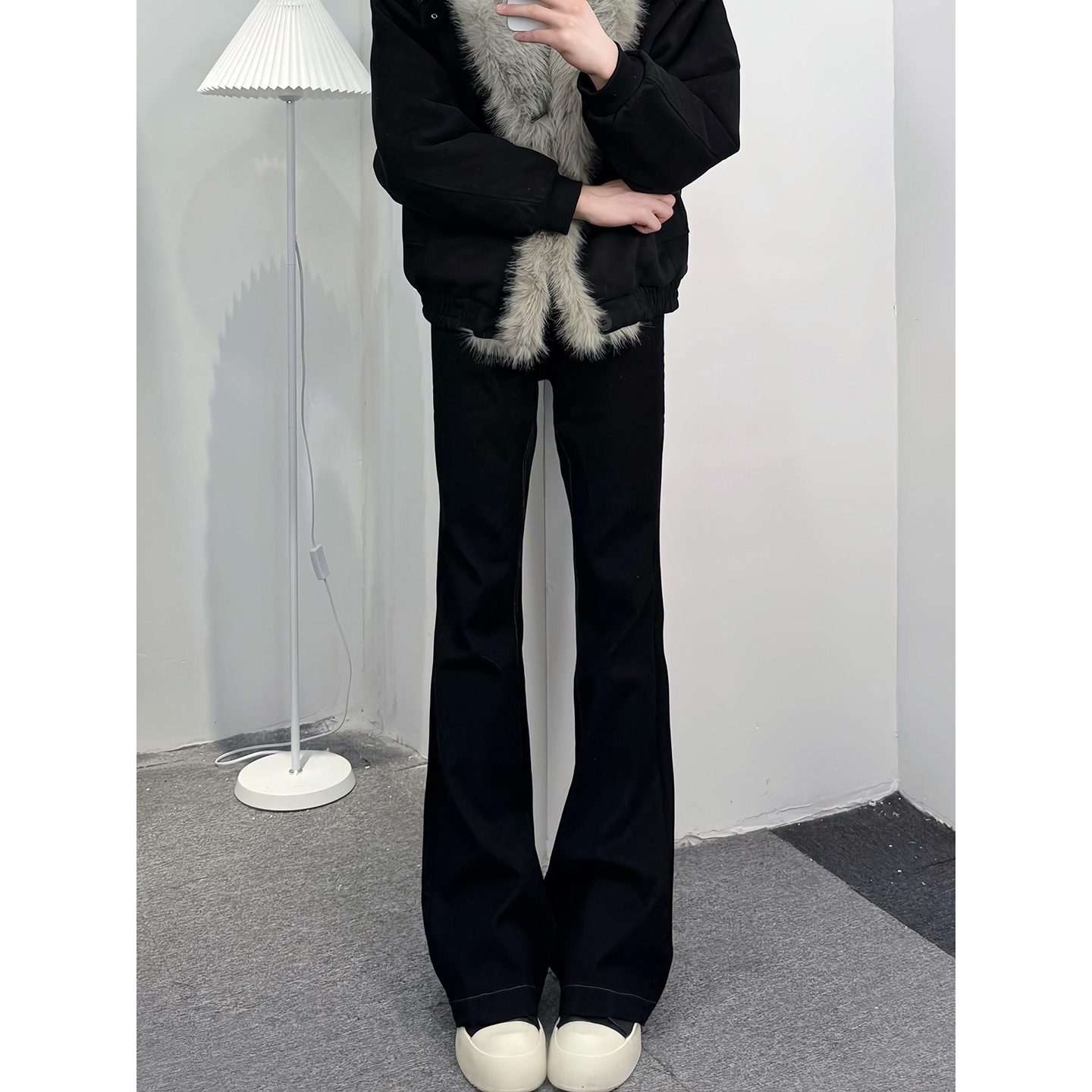 cleanfit柳叶弯刀加绒牛仔裤