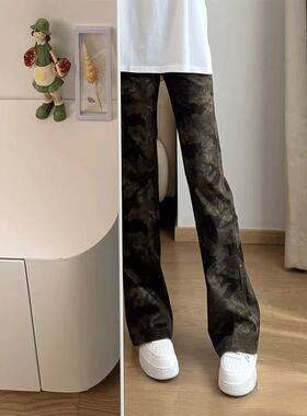 cleanfit迷彩工装男士牛仔裤夏季宽松休闲微喇裤vibe高街直筒长裤
