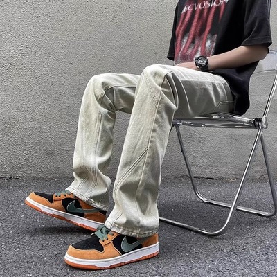 美式vibe黄泥色牛仔裤男款夏季