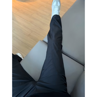 美式斜切微喇裤子男款春秋季速干运动冲锋裤修身直筒显腿长休闲裤