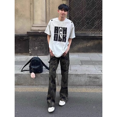 美式复古迷彩工装裤男款夏季薄款