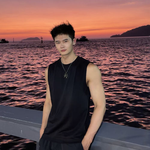 黑色夏季重磅透气健身背心男