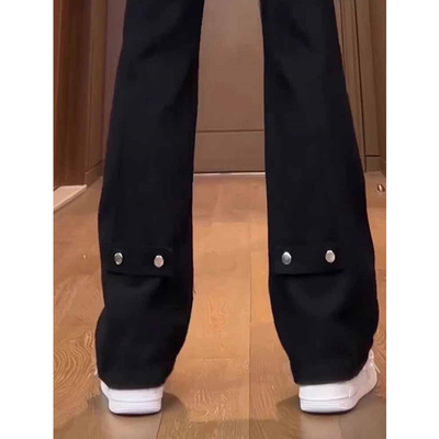 美式高街vibe风黑色弯刀牛仔裤男