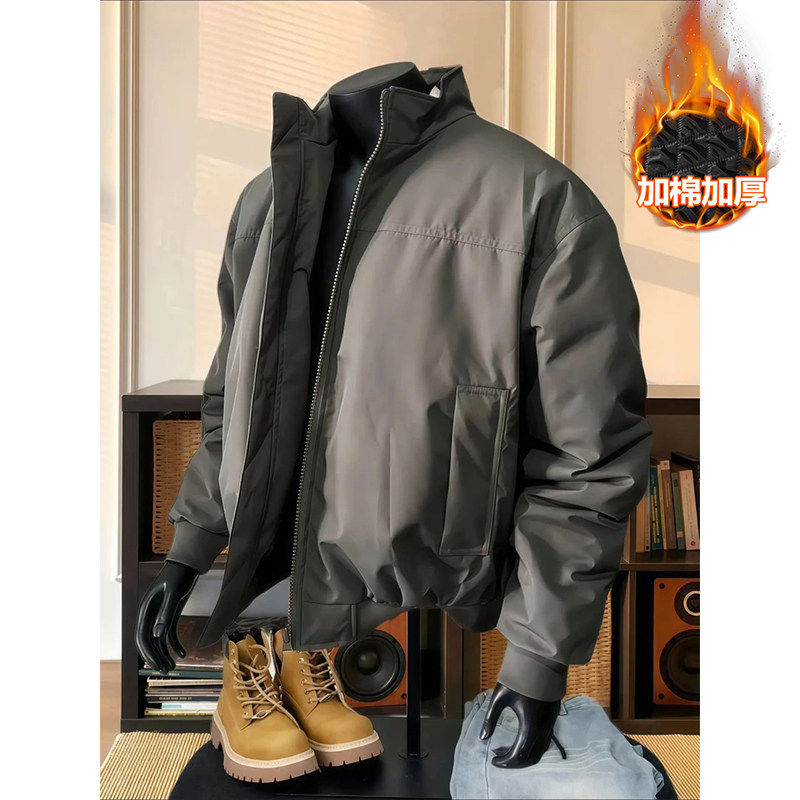 美式三防飞行夹克棉服男冬季痞帅高级感加厚外套立领短款冲锋棉衣