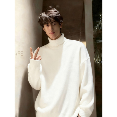 白色高领毛衣内搭可外穿加绒加厚