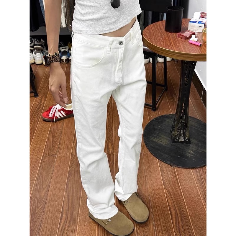 白色直筒修身牛仔裤男夏季薄款