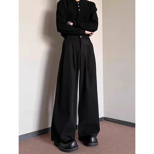 那不勒斯剑道西裤男款潮牌高级感垂感阔腿裤cleanfit直筒拖地裤子