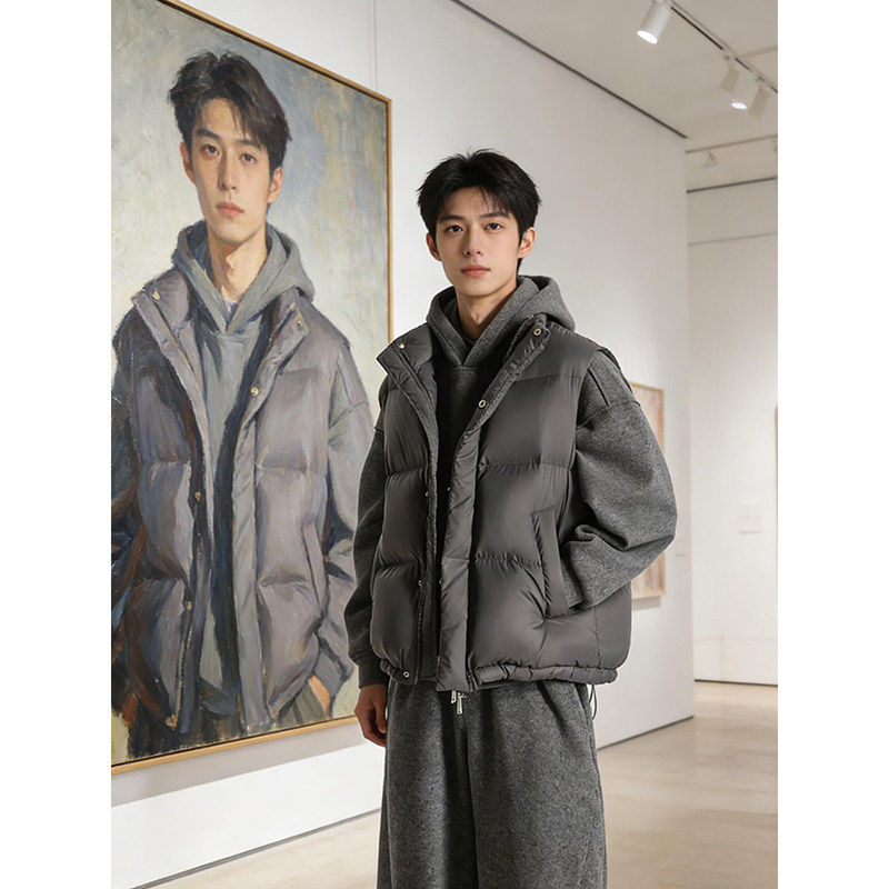 深灰色cleanfit羽绒马甲男款冬季叠穿高级感运动无袖棉服保暖背心,男装,常规马甲,淘宝优惠券,粉丝福利购,淘宝优惠卷
