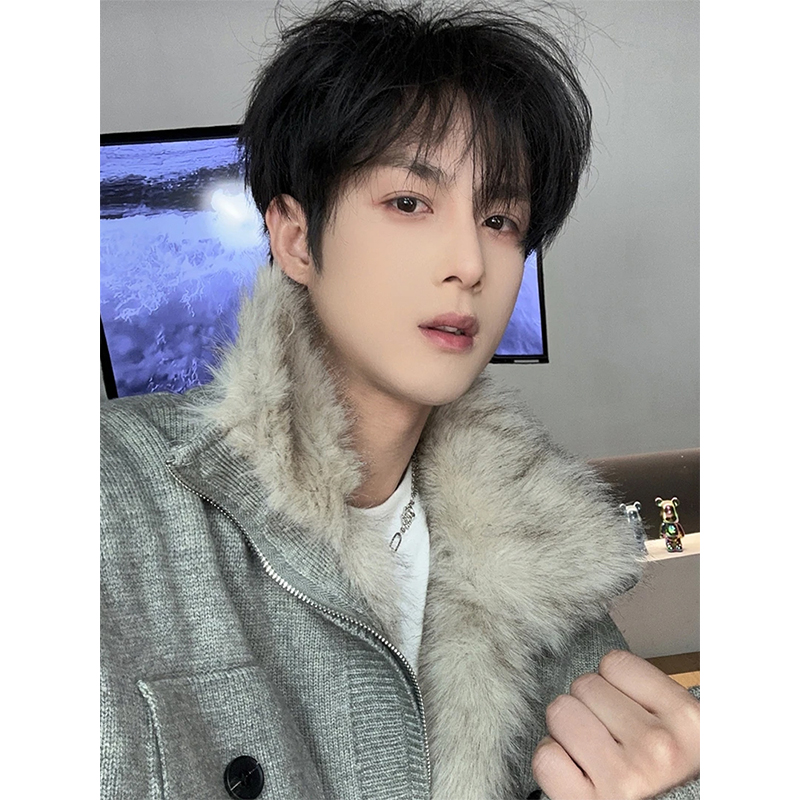 美式复古座山雕针织毛衣外套男款