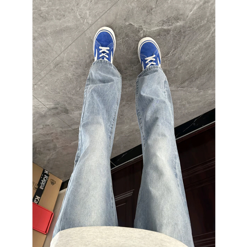 浅蓝色水洗牛仔裤男美式高街vibe