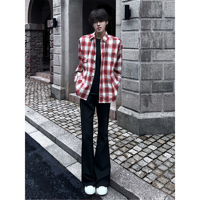 黑色美式高街微喇西裤显高修身