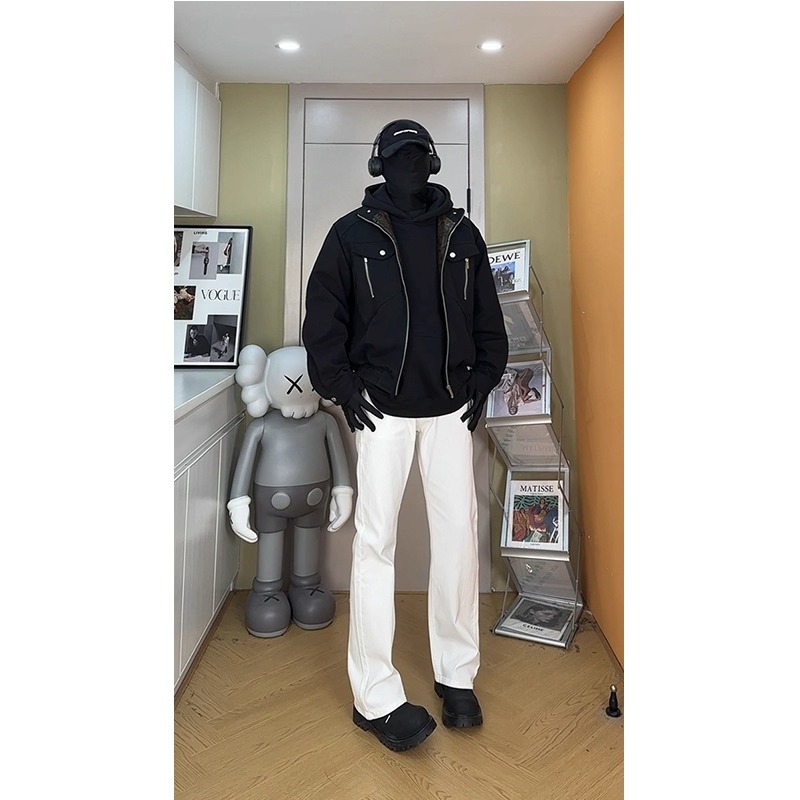 白色微喇牛仔裤男款美式vibe裤子