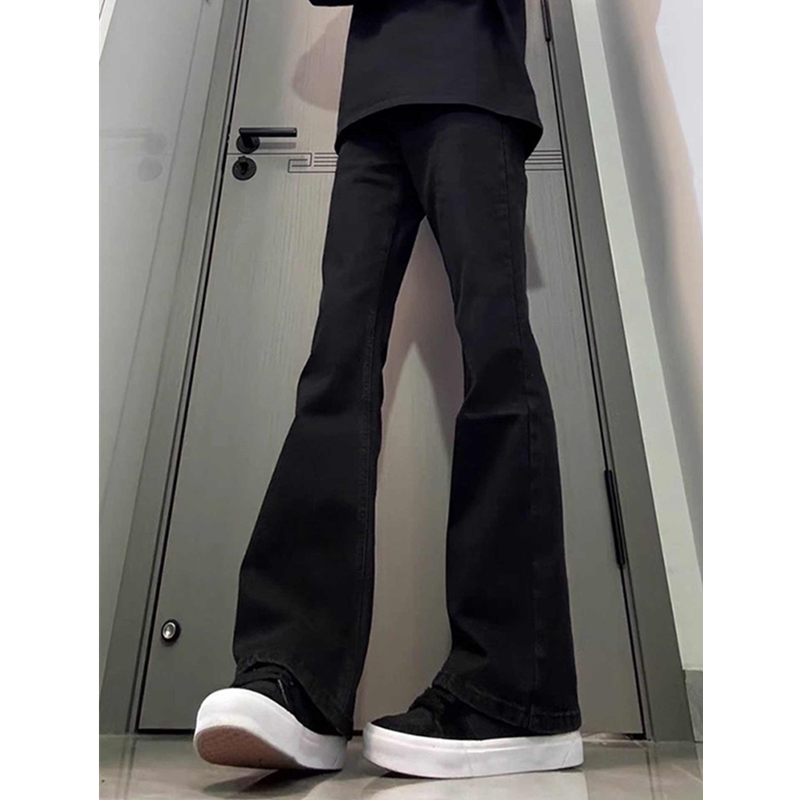 cleanfit黑色微喇牛仔裤