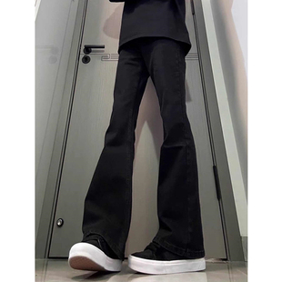美式 子男款 高街黑色微喇牛仔裤 修身 cleanfit秋冬款 直筒裤 高个子裤