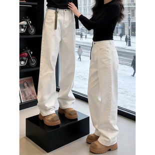 白色美式直筒牛仔裤男款夏季cleanfit裤子潮流百搭广州新塘弯刀裤
