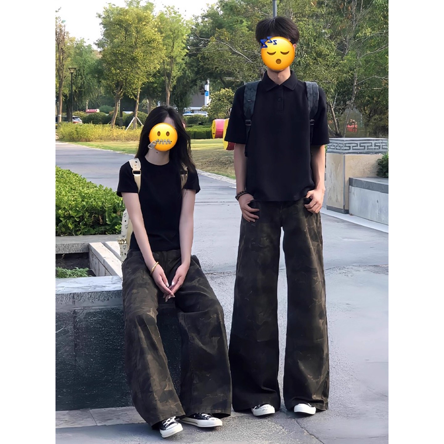美式复古迷彩牛仔裤男款夏痞帅