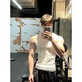 t恤高级感痞帅坎肩汗衫 白色健身运动背心男款 显肌肉无袖 修身 夏季