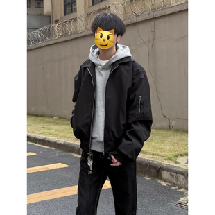 黑色ma1美式飞行夹克男秋季cleanfit短款廓形外套痞帅翻领棒球服