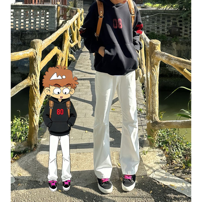 cleanfit白色微喇牛仔裤男秋季