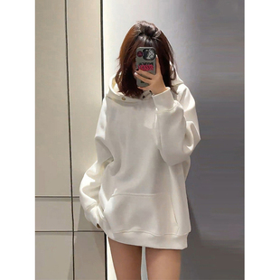 纯白色500g重磅正肩卫衣男女秋冬加绒情侣连帽衫山东即墨美式外套