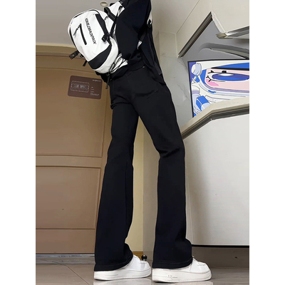 黑色提档直筒牛仔裤男款秋季修身