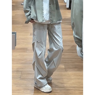 美式水洗褶皱伞兵工装裤男款夏季防风防水冲锋裤潮牌休闲登山裤子