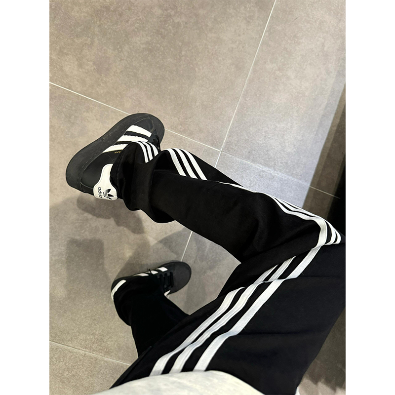 cleanfit三条杠裤子男秋季美式