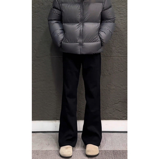 重磅直筒裤 黑色cleanfit微喇弯刀卫裤 加绒运动休闲裤 冬季 子 男款