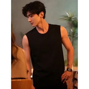 黑色运动无袖背心男款夏季速干运动健身内搭T恤美式休闲坎肩汗衫