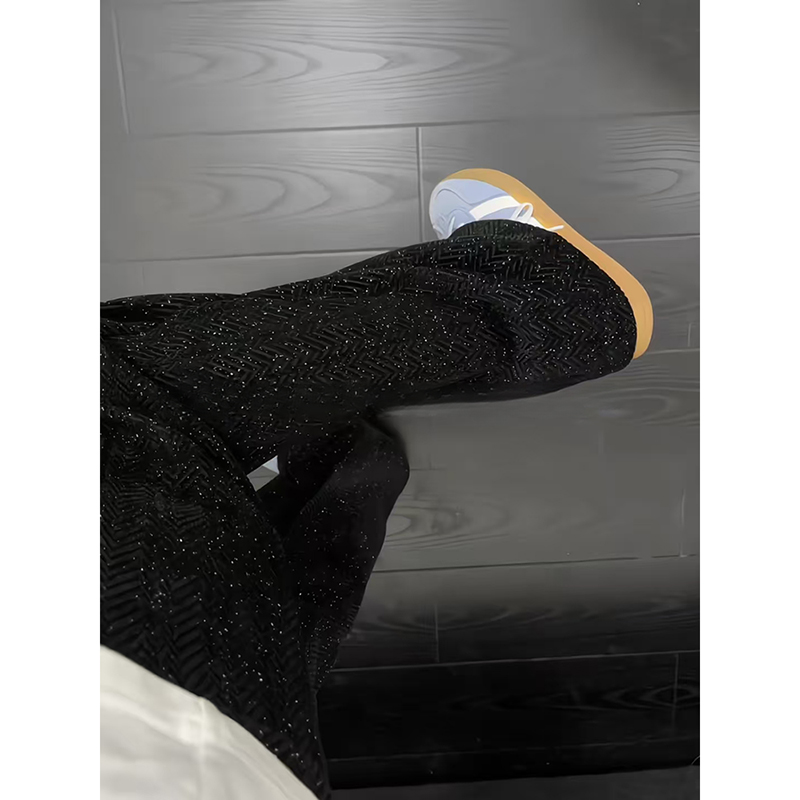 黑色满天星针织卫裤男秋美式复古