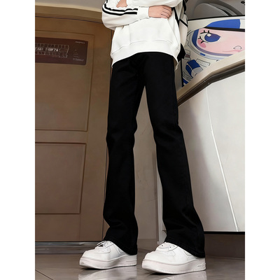 美式vibe风裤子加长修身弯刀微喇