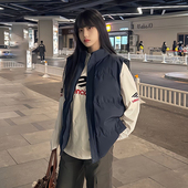 轻薄高级感cleanfit坎肩棉服外套 冬季 藏青色美式 背心羽绒马甲男款