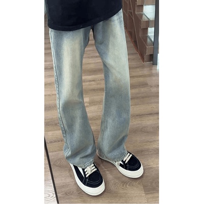 cleanfit复古蓝弯刀牛仔裤男款