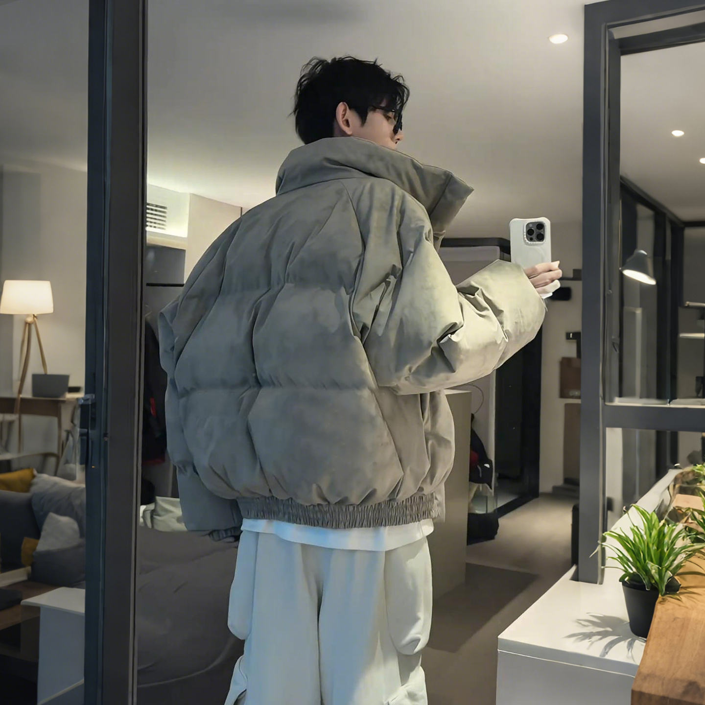 美式短款羽绒服男款冬季高领