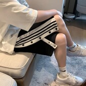 oversize设计感排扣裤 美式 外穿潮牌三条杠中裤 男夏季 篮球训练短裤