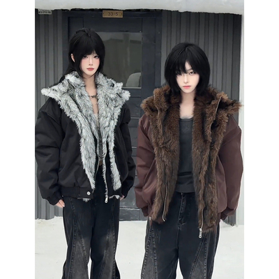 美式假两件座山雕加绒外套男款