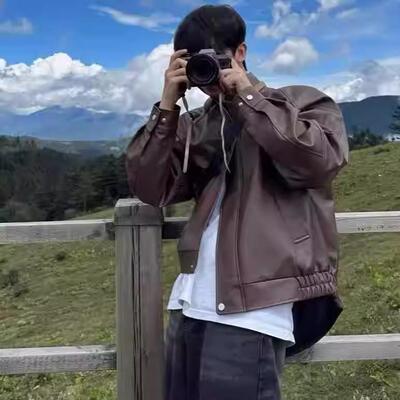 美式复古皮衣外套高级感飞行夹克