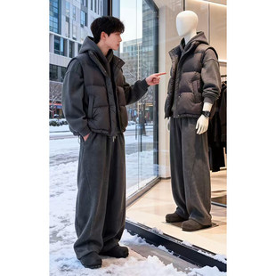 cleanfit美式运动羽绒马甲男款冬季保暖叠穿防寒无袖背心加厚棉服