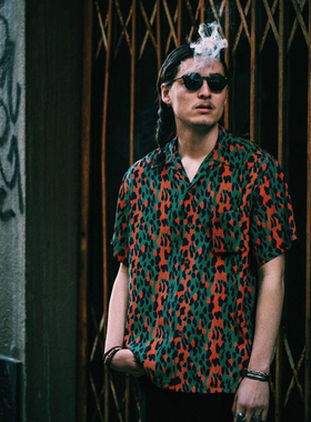 AUG21SS LEOPARD春夏古巴领豹纹印花短衬衫非WACKO MARIA薄款日系