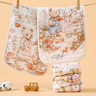 贝瑞拉30X60六层全棉纱布儿童毛巾洗脸巾婴儿口水巾宝宝拍嗝巾