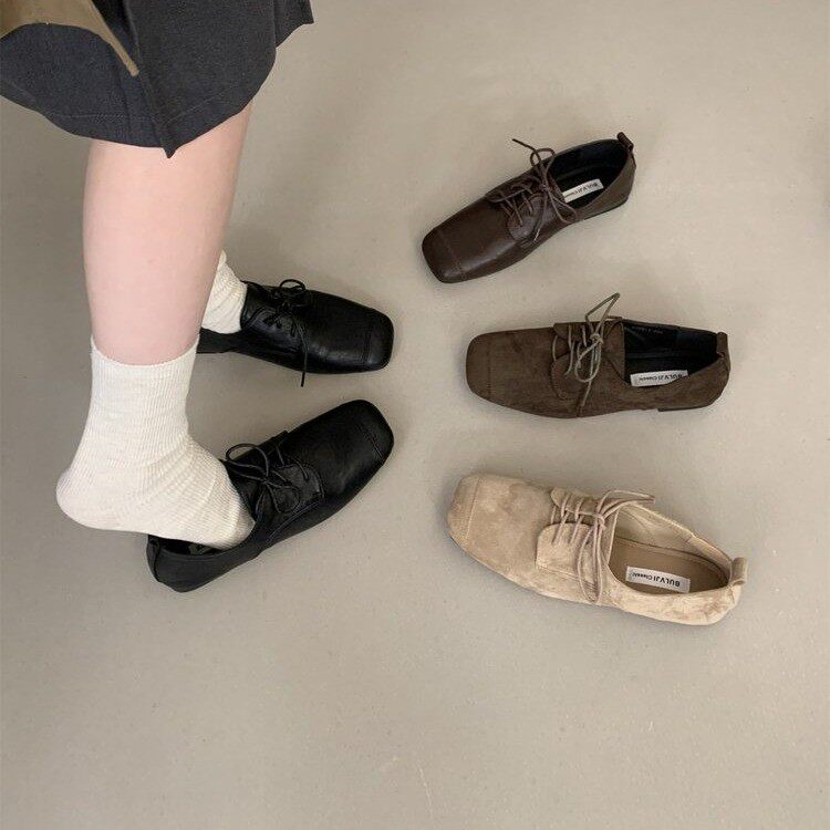 英伦风复古女软底一脚蹬单鞋女