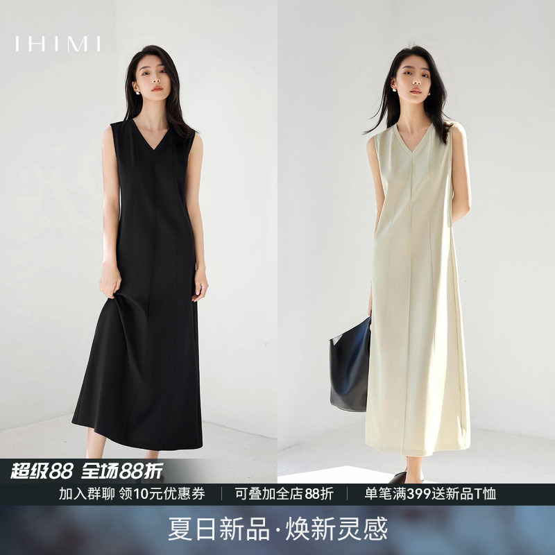 IHIMI海谧老钱风时髦无袖连衣裙