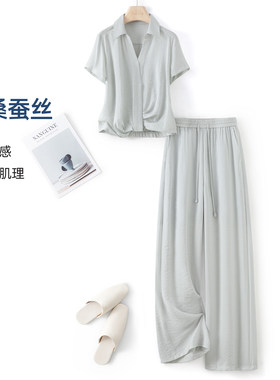 IHIMI海谧桑蚕丝衬衫套装夏季