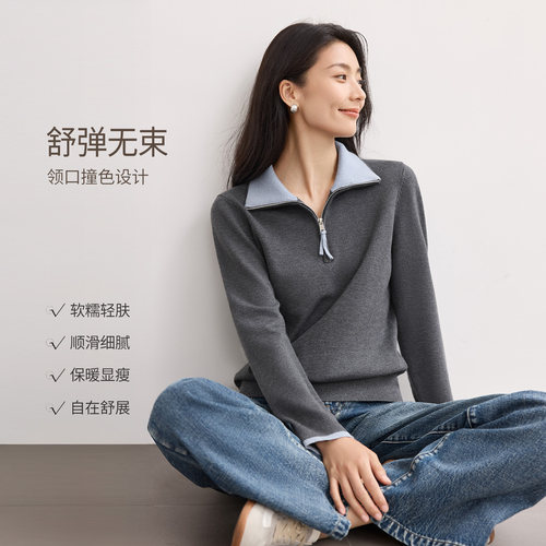 IHIMI海谧美式复古polo领针织衫