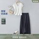 极简设计感基础百搭两件套 春夏女款 IHIMI海谧V领T恤微阔腿裤 套装